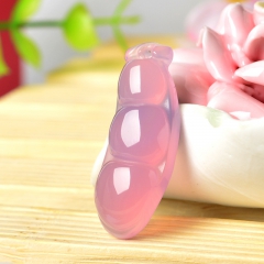厂家直销可爱粉玉髓玉坠芙蓉玉保平安女款如意四季豆特价批发