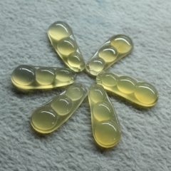 厂家大量批发天然冰彩黄玉髓原色佛豆 豌豆 福豆 荧光玉髓四季...