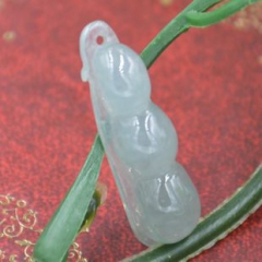 天然a货翡翠四季豆 如意挂件 手工雕刻如意四季豆 批发