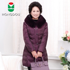冬装正品红豆中老年羽绒服女中长款冬季加厚大码中年妈妈装潮批发