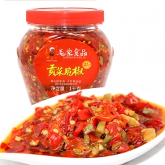 湖南特产剁椒辣椒酱毛家食品1000g贡菜脆椒辣椒酱自制农家下...
