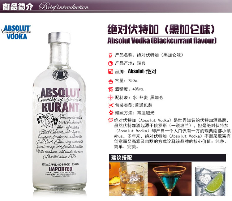 瑞典绝对伏特加酒 黑加仑味 底图1